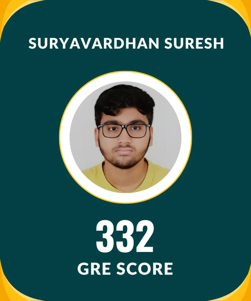 Suryavadhan Suresh - 332 GRE SCORE