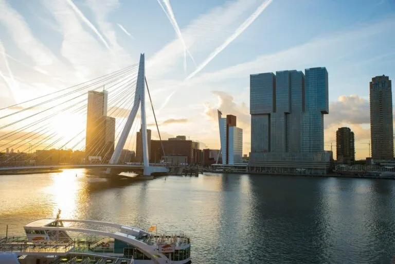 Study-Business-in-the-Netherlands | Best Study Abroad Consultants in India Rotterdam cityscape with Erasmus Bridge and modern buildings—study business in the Netherlands for top-ranked universities and global career opportunities.